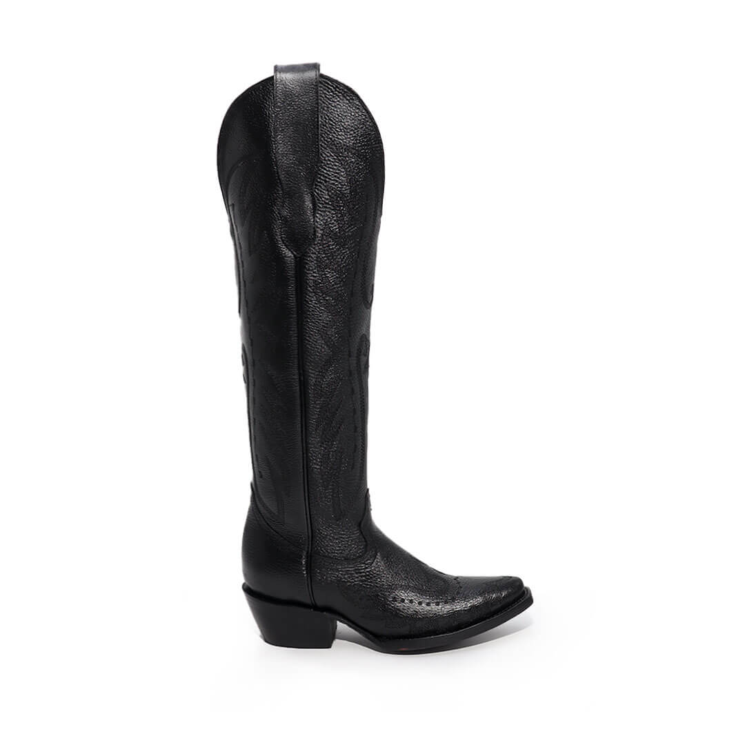 Bota Alice de Res Tubo Alto Negro BT507