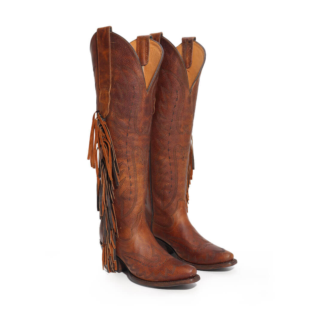 Bota Alice de Res Tubo Alto Miel BT509