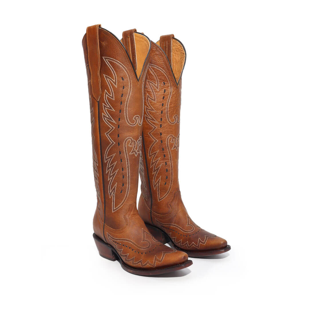 Bota Alice de Res Tubo Alto Miel BT510