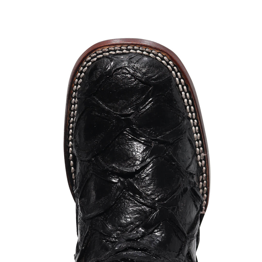 Bota Bulldog de Pescado Grabado Negro BT505