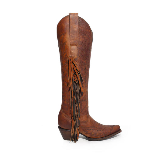 Bota Alice de Res Tubo Alto Miel BT509