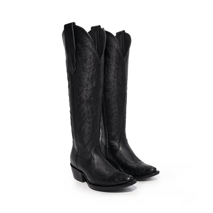 Bota Alice de Res Tubo Alto Negro BT507