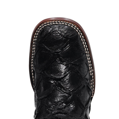 Bota Bulldog de Pescado Grabado Negro BT505